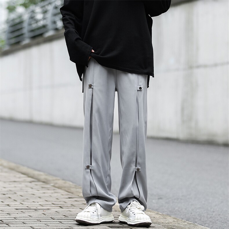 美式vibe排扣运动裤男秋季宽松垂感休闲裤机能风拖地裤 K5607-P35图片