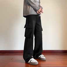 现货秋季新款微喇工装牛仔裤男美式复古水洗裤子-A2188TP55控88，男装牛仔裤，电商B241
