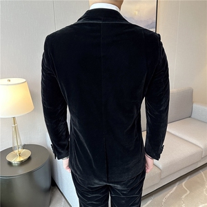 秋冬厚款金丝绒面料结婚西服上衣高级感礼服西装外套DX946-P158图片
