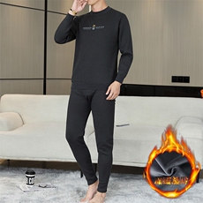 秋冬保暖内衣男士中高领秋衣秋裤加绒加厚罗纹袖口套装TZ6801-P70，男装棉衣，星座310B-3