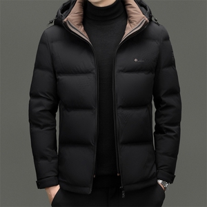 冬季男士白鸭绒羽绒服时尚商务保暖加绒防寒品质可脱卸帽男外套图片