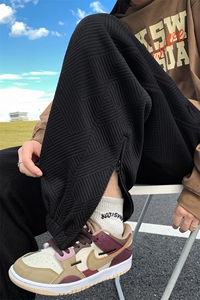 K6095/P45秋装新款拉链开叉韩版潮流休闲裤 男宽松大码束脚裤子图片