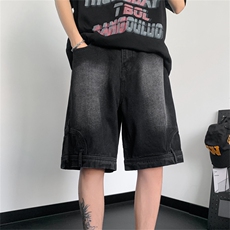 反穿牛仔裤短裤男美式复古潮牌设计款牛仔裤D01713-P43，男装牛仔裤，星座308B-2