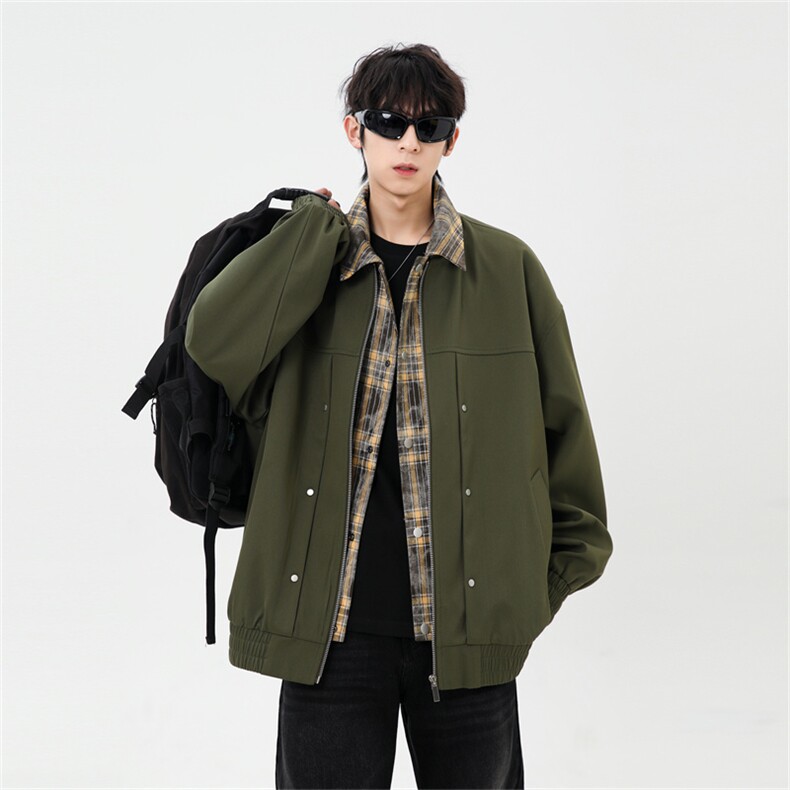 秋季假二件休闲痞帅工装翻领夹克潮流外套XZ301b-2-JK2589P78，男装夹克，星座301B-2（原A443-1）