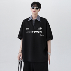 撞色拼接cleanfit假两件翻领运动Polo衫短袖痞帅炸街t恤T170-P48，男装T恤，电商C307