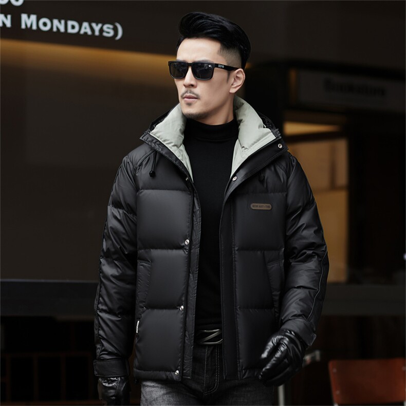 ZMS-M6633新款冬季男士白鸭绒羽绒服连帽保暖外套修身大衣图片