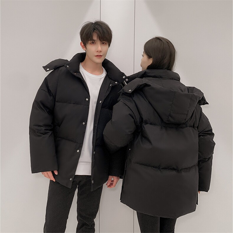 情侣装羽绒服短款立领抗寒加厚外套韩版学生宽松大码男女同款潮装,男装羽绒服,钱塘6003（原4033）