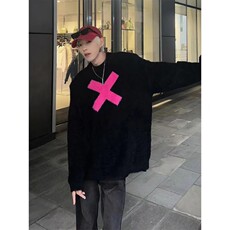 美式潮流字母X宽松外穿宽松仿貂绒毛衣青年男女秋冬季休闲针织衫，男装针织衫/毛衣，星座506A