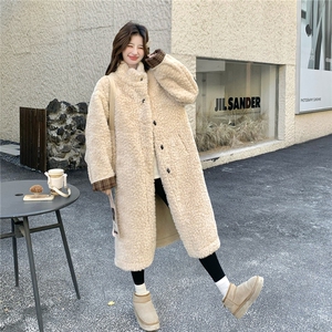 新款  长款羊羔毛长款外套 带包包  2D014-10056-245-K378图片