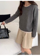 2025秋冬新款百搭时尚圆领长袖针织衫，女装针织衫/毛衣，秀阁羊绒