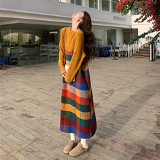 超好看彩色格子吊带连衣裙套装女2025春季新款韩系减龄宽松两件套，女装套装/套裙，2C029