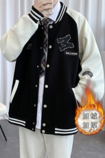 2023秋装新品青少年夹克棒球服潮加绒加厚印花外套男士2116-P65，男装夹克，电商A441-1