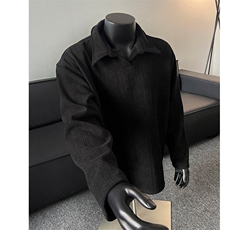 cleanfit麦穗纹翻领卫衣男款春秋季重磅长袖polo衫t恤内搭打底衫，男装T恤，电商B220