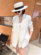 春季新款泡泡千鸟格纹理洋气西装外套，女装西装，L·H·X