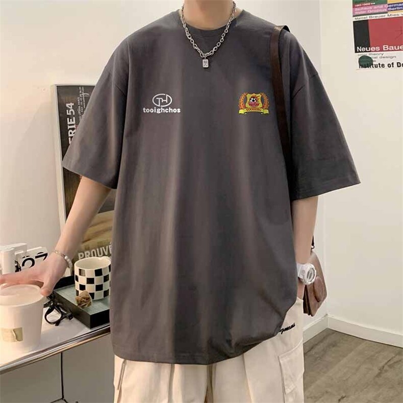 抖音得物二开现货220克夏装重磅美式高街宽松短袖t恤MT268,男装T恤,电商A486-1