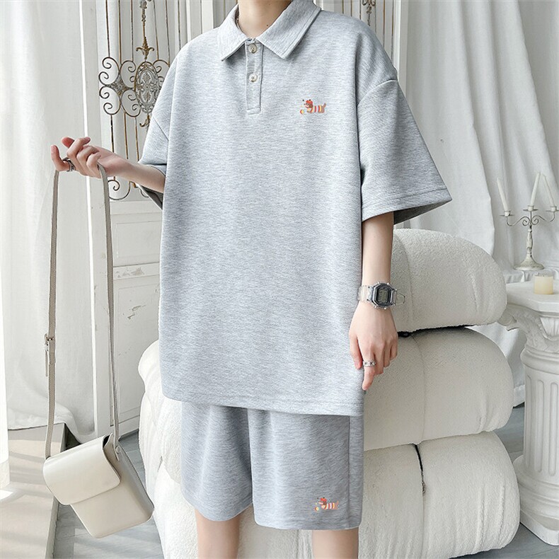 polo衫潮情侣短袖套装T3672上衣特P31控59-DK8633裤子特P26控49,男装Polo衫,电商A007