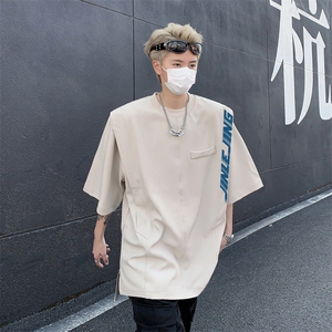 男装印花短袖t恤抗皱潮牌假两件上衣男生体恤 XZ514-2-202447-P58图片