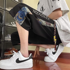 美式休闲运动七分裤男夏季宽松直筒潮牌大码短裤1001-1-DK13-P32图片
