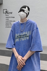 B239-1055-P38美式复古水洗做旧字母印花短袖T恤，男装T恤，星座514-2(原B239)