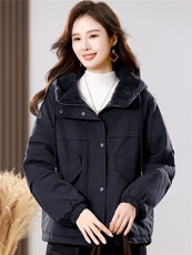 2025年冬季时尚潮流中长款休闲加绒加厚派克服，女装派克服，独衣靓