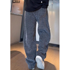 春季美式斜条纹银丝阔腿休闲裤男宽松百搭显瘦直筒卫裤KZ72，男装休闲裤，星座1116A（原606A-3）