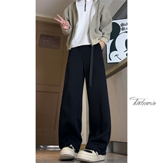 腰带弯刀卫裤男春季宽松直筒阔腿休闲裤子A166-KA5705-特P42控78，男装休闲裤，电商A166