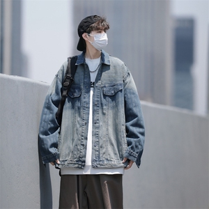 日系复古工装牛仔外套男春秋季宽松休闲ins潮流夹克 W5124-P73图片