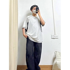 复古潮牌简约字母拼接印花休闲宽松纯棉短袖男女T555，男装T恤，星座1116A（原606A-3）