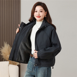 派克服女冬季休闲纯色加绒内里保暖防风外套图片