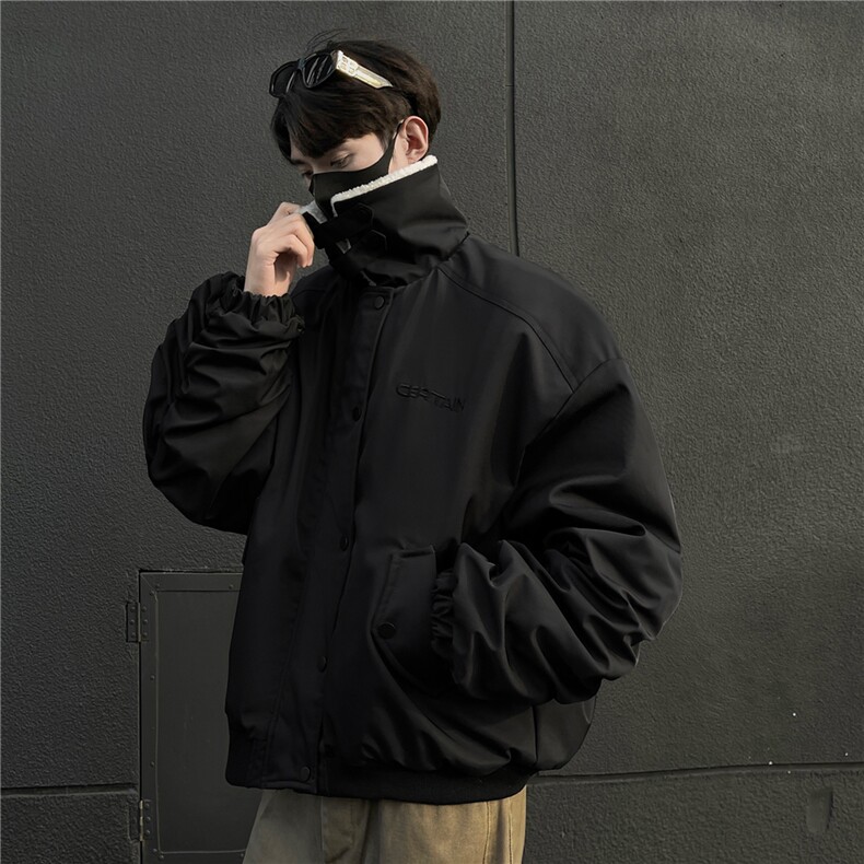 冬装美式复古羊羔毛翻领棉服飞行夹克棉衣加厚外套男H1031P128,男装夹克,电商A341