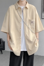 短袖衬衫男士夏季新款港风宽松大码灯芯绒衬衣CS005-P35，男装衬衫，星座214-3