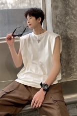 美式垫肩背心男大码四角星无袖短袖T恤男BX8764P25控39，男装背心/马甲，星座226-1