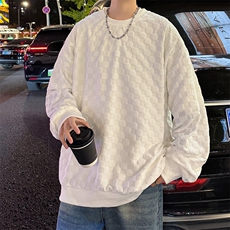 S5020/特P32春装新款棋盘格套头卫衣男潮宽松百搭长袖T恤外套，男装卫衣，电商A141