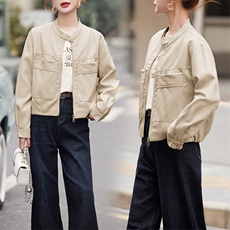 皮衣女外套短款上衣2025春秋季新款洋气显瘦小个子PU皮机车服夹克，女装皮衣，江南女神
