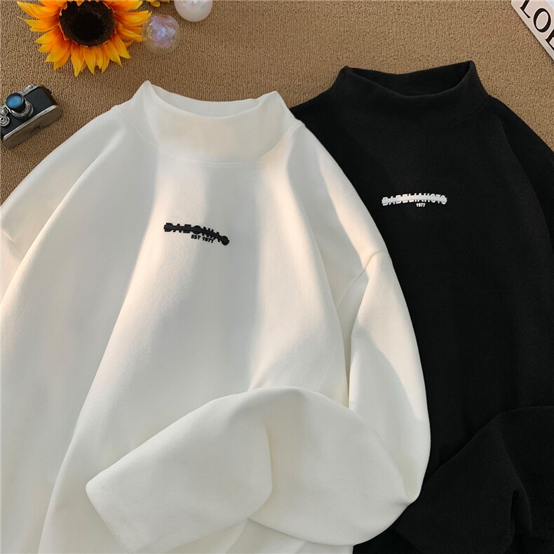 平铺秋冬装德绒打底衫半高领加厚内搭情侣卫衣男女H903特批P25，男装卫衣，电商A341