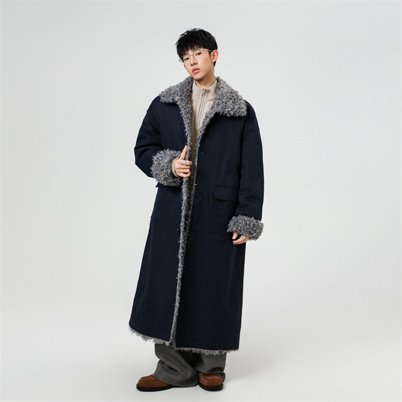 美式街头羊羔毛工装棉服男冬季保暖中长款派克服加厚保暖大衣,男装棉衣,星座903-1