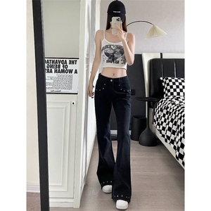 26@复古铆钉牛仔裤男女美式cleanfit设计感休闲裤K71546-P42网图图片