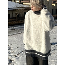 美式秋冬水貂绒毛衣男女宽松高级感针织衫MY038-P58，男装针织衫/毛衣，星座308B-2