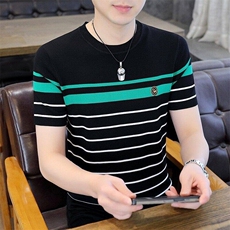7935-P55夏季休闲时尚短袖毛衣男打底衫欧货T恤潮牌针织衫，男装T恤，电商D310B-1