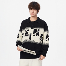 25719-特P58秋时尚衬衫领毛衣外套男士针织衫插肩袖内搭打底衫，男装T恤，电商D310B
