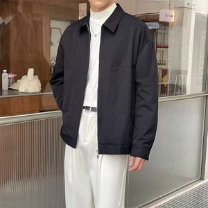 外套男2025春秋韩版轻熟风男装宽松短款纯色翻领休闲夹克潮牌褂子图片