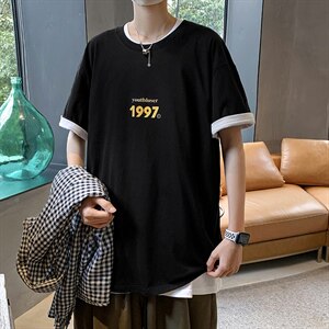 夏季新款港风条纹T恤宽松落肩T恤（现货）DS-C407-T227-P30图片