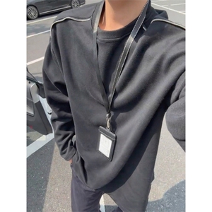 cleanfit双拉炼解构男款秋冬季叠穿内搭长袖t恤美式覆古外套,女人穿大衣怎样搭配图片图片