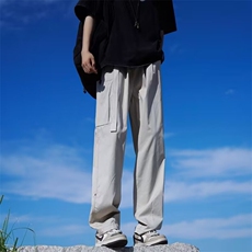 美式工装裤男秋季2024新款宽松直筒阔腿痞帅潮牌炸街休闲裤子，男装休闲裤，星座218-1（原230）