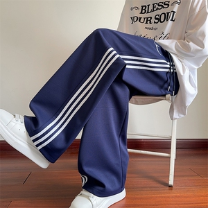 K25016批45控68秋季新款美式直筒裤三条杠运动休闲裤拖地裤男裤子图片