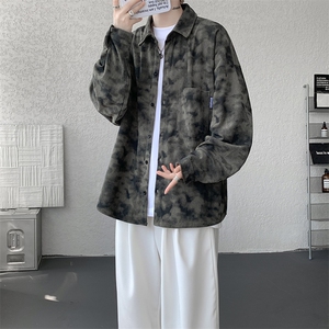 衬衫男秋季新款港风宽松大码灯芯绒扎染长袖衬衫CS8108-P42图片
