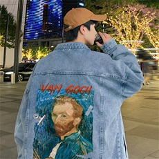牛仔外套男美式春新款水洗宽松高街潮牌hiphop工装夹克JK1038-P68，男装工装外套，星座1103-3