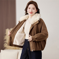 现货】时尚减龄洋气加绒外套2025年秋冬新款宽松加厚派克服，女装棉衣/棉服，仁梯