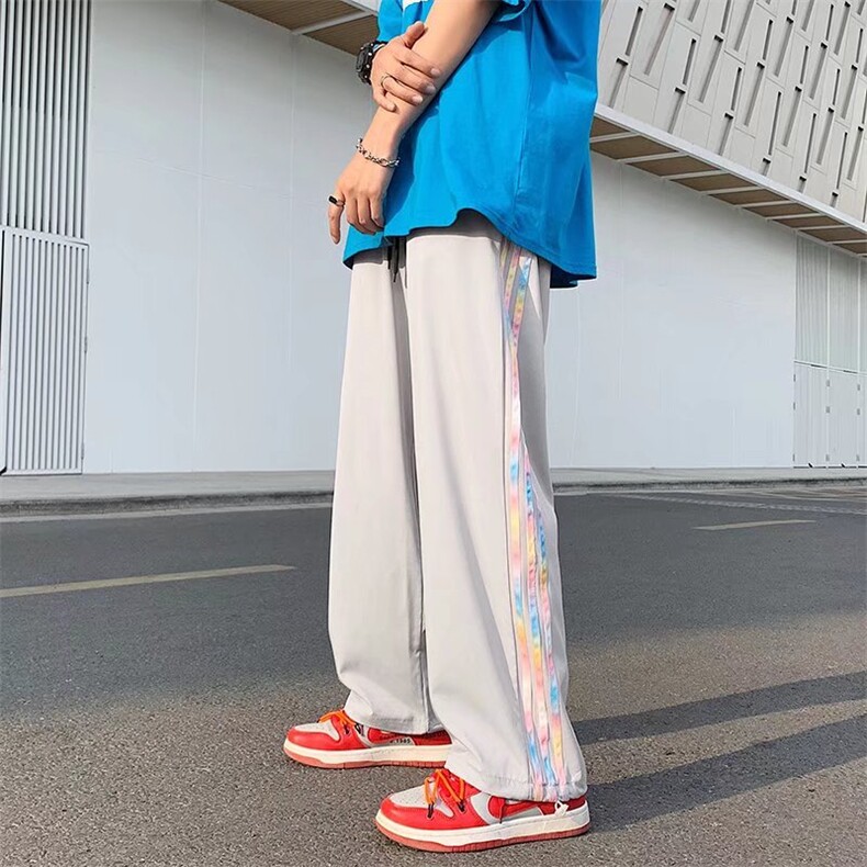 夏季直筒宽松大码潮流侧条纹拖地休闲运动卫裤B39P30,男装休闲裤,星座1116-2