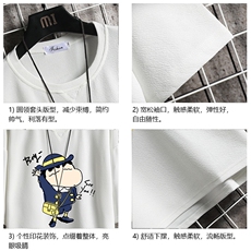 Q11240-P30蜡笔小新春夏季七分袖t恤男大码五分袖男短袖中袖网格，男装T恤，电商A040A